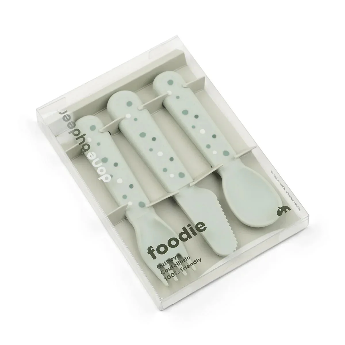 Done By Deer Foodie Cutlery Set Happy Dots GREEN - Image 3
