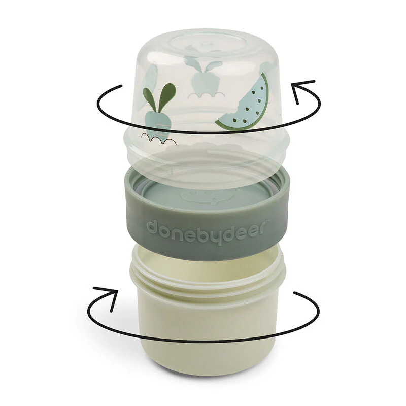 Done By Deer To Go 2-way Snack Container Birdee Green - Image 4
