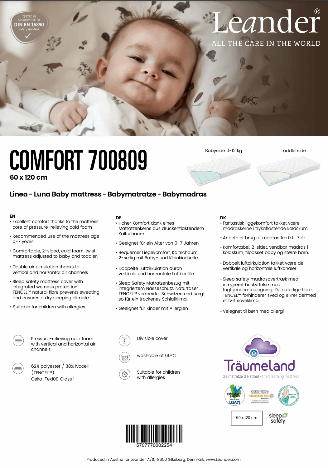 Leander Linea Cot with Mattress - Image 9