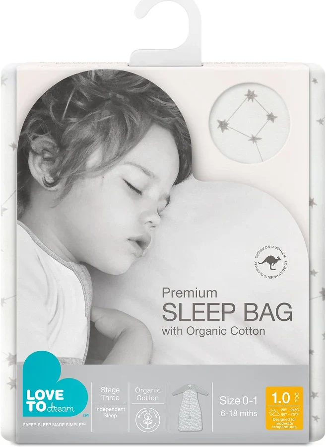 Love To Dream Organic Cotton 1 TOG Long Sleeve Sleep Bag - Image 2