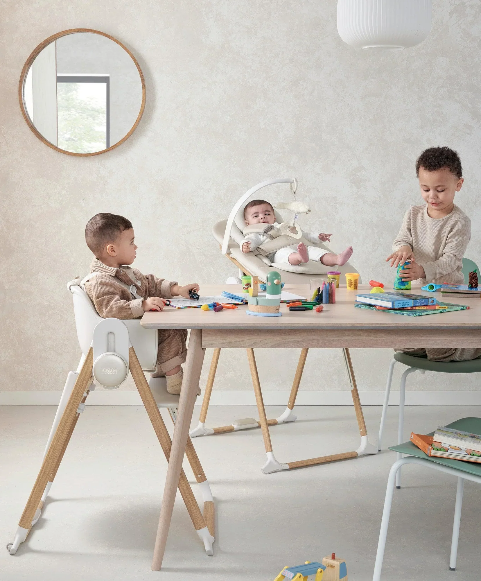 Mamas & Papas Eno Highchair, Bouncer & Cushion Complete Bundle - Cashmere - Image 2