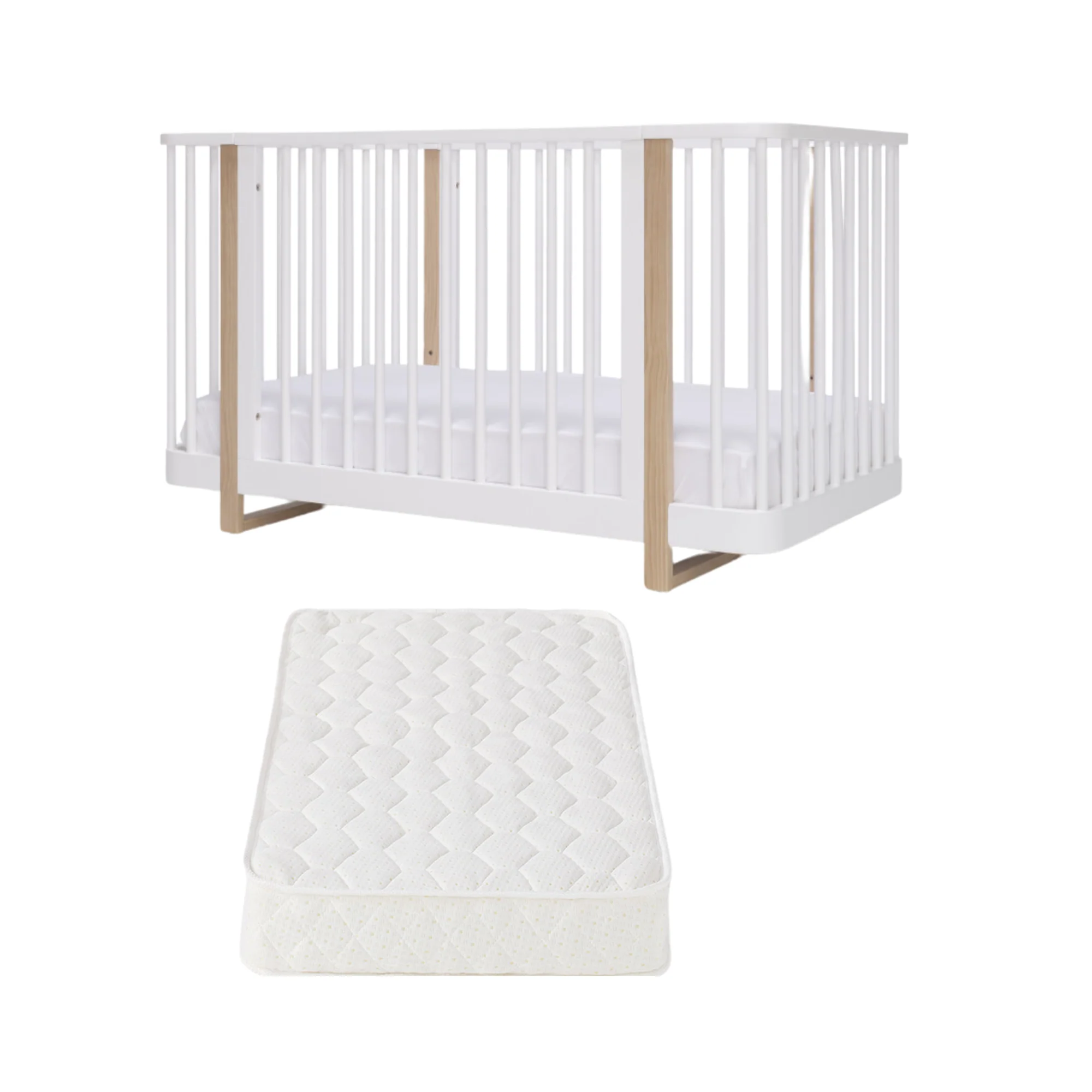 Seena Pisa Cot &  Mattress -White & Sandstone - Image 10