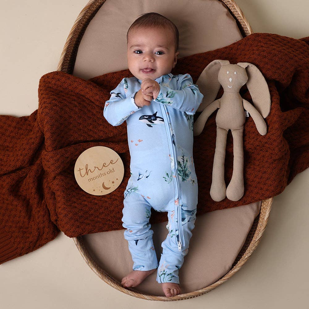 Snuggle Hunny - Blue Ocean Organic Snugglesuit Convertible Romper - Newborn (0000) - Image 2