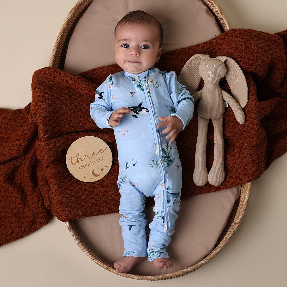 Snuggle Hunny - Blue Ocean Organic Snugglesuit Convertible Romper - Newborn (0000) - Image 4