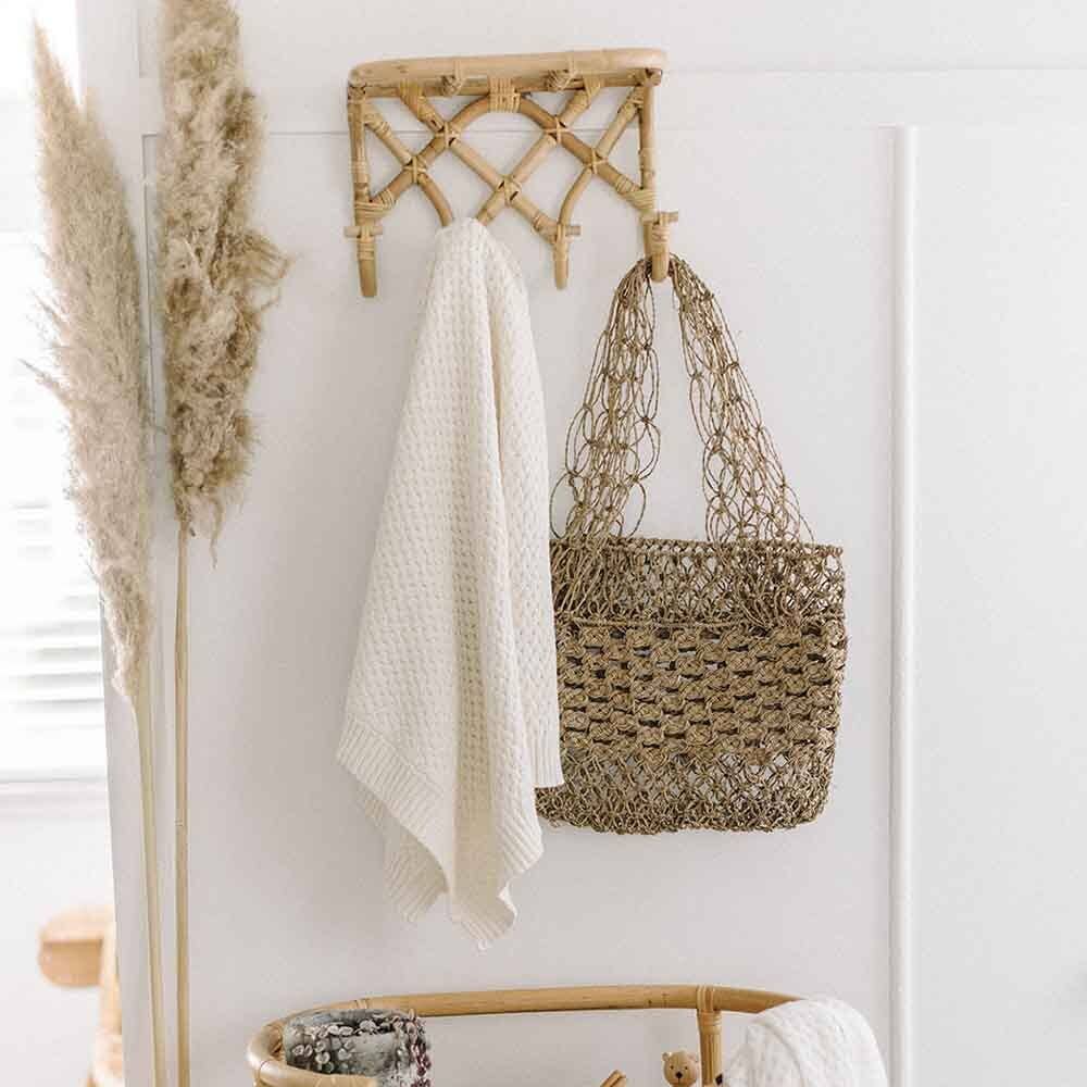 Snuggle Hunny - Cream Diamond Knit Organic Baby Blanket - Image 5