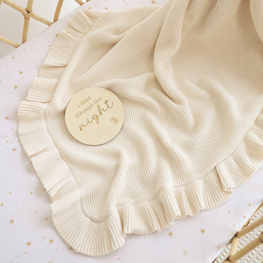 Snuggle Hunny - Cream Ruffle Knit Organic Baby Blanket - Image 4