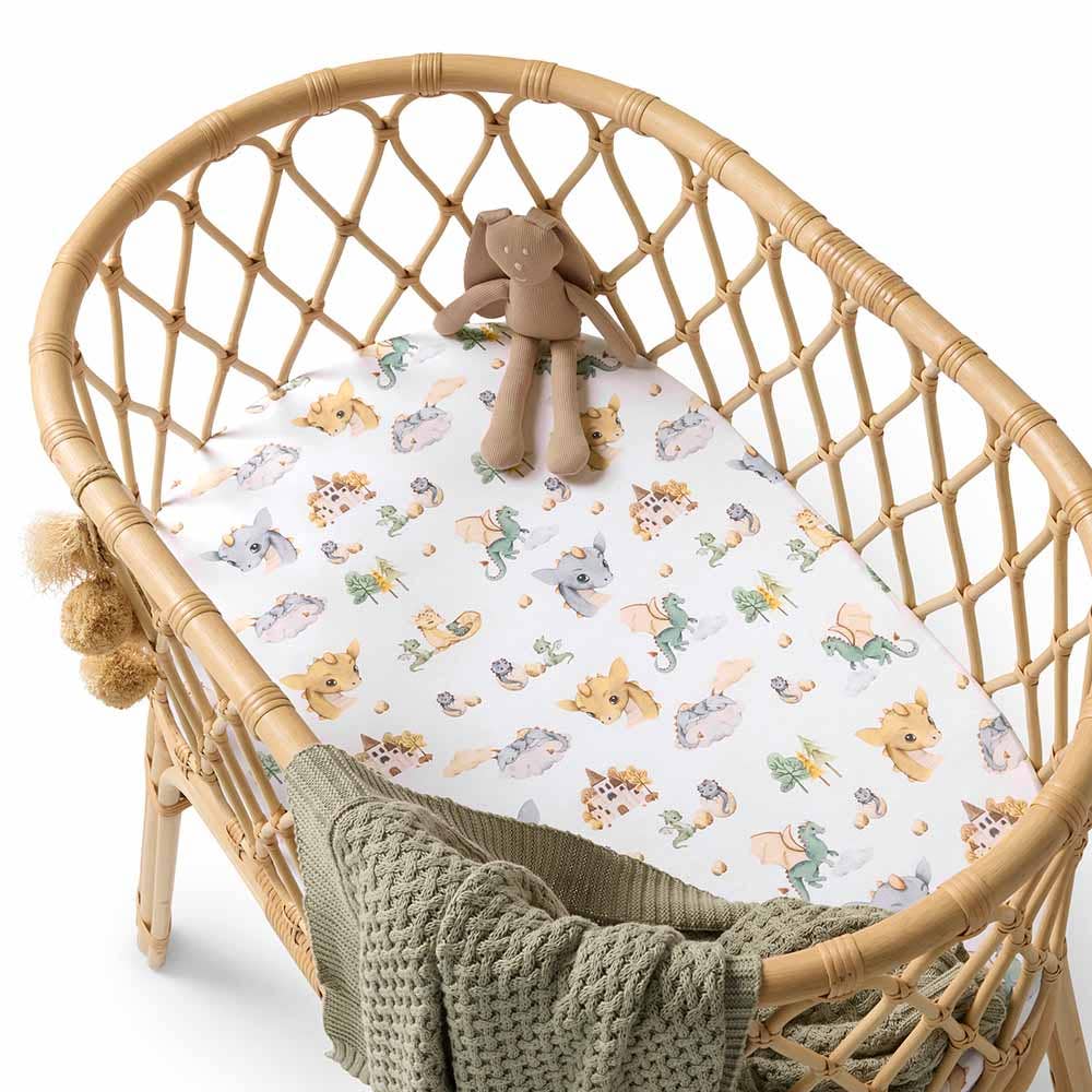 Snuggle Hunny - Dragon Organic Bassinet Sheet / Change Pad Cover - Image 4