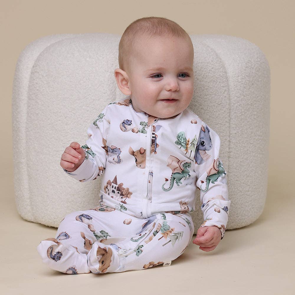 Snuggle Hunny - Dragon Organic Snuggle Sleepsuit Zip Footie - 0-3 Months (000) - Image 4