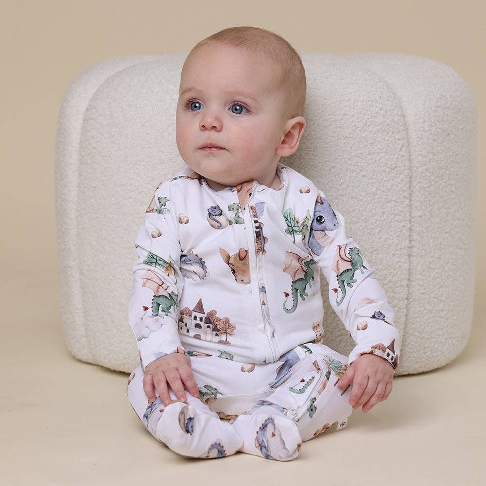 Snuggle Hunny - Dragon Organic Snuggle Sleepsuit Zip Footie - 0-3 Months (000) - Image 7