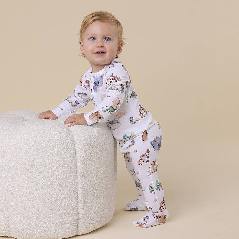 Snuggle Hunny - Dragon Organic Snuggle Sleepsuit Zip Footie - 6-12 Months (0) - Image 8