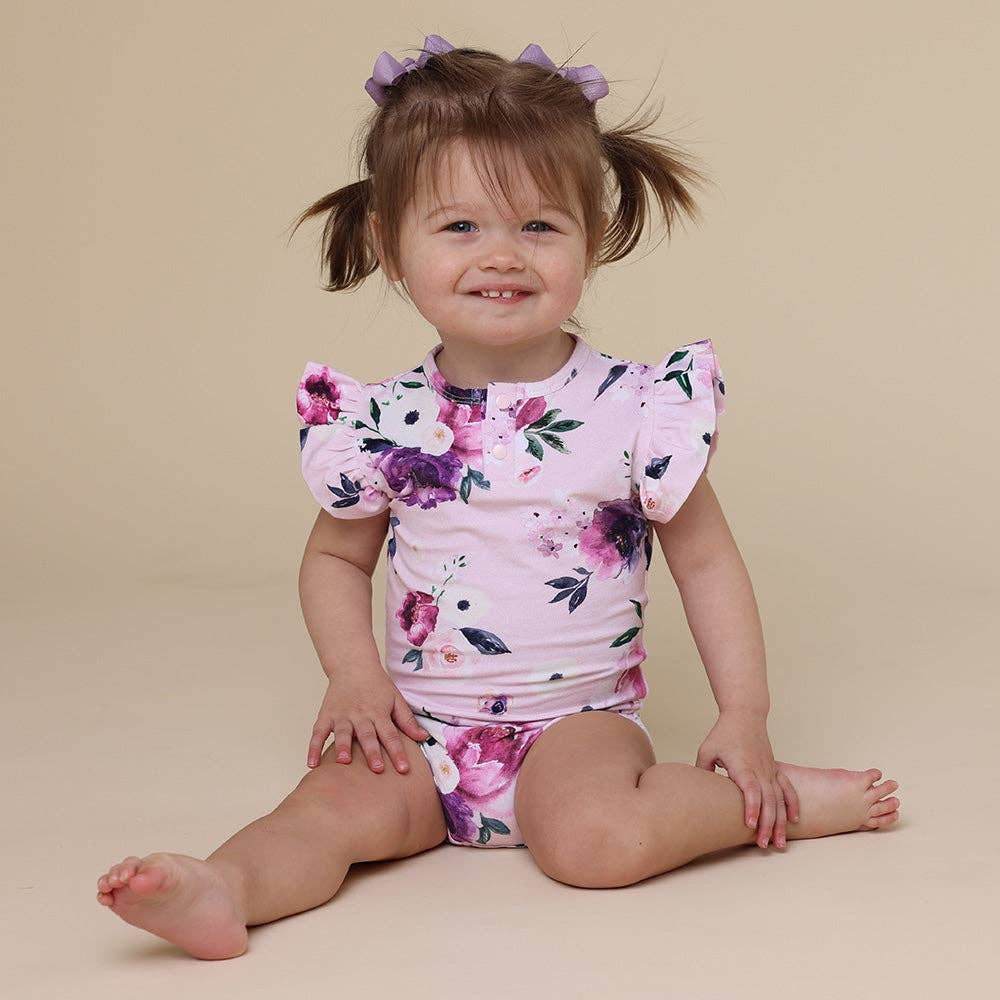 Snuggle Hunny - Floral Kiss Short Sleeve Organic Bodysuit with Frill - 0-3 Months (000) - Image 6