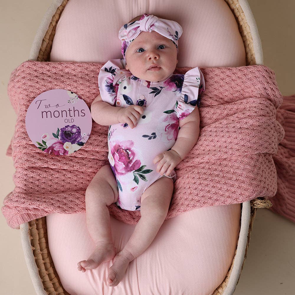 Snuggle Hunny - Floral Kiss Short Sleeve Organic Bodysuit with Frill - 3-6 Months (00) - Image 3