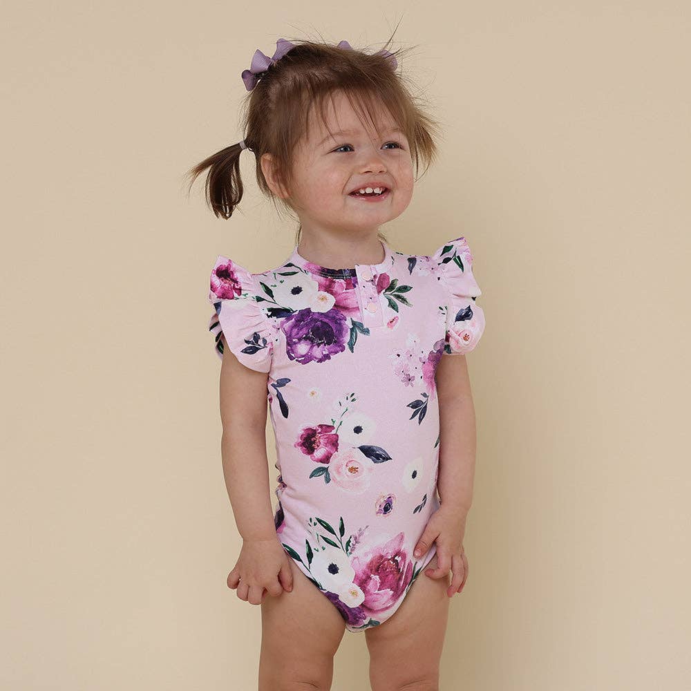 Snuggle Hunny - Floral Kiss Short Sleeve Organic Bodysuit with Frill - Newborn (0000) - Image 4