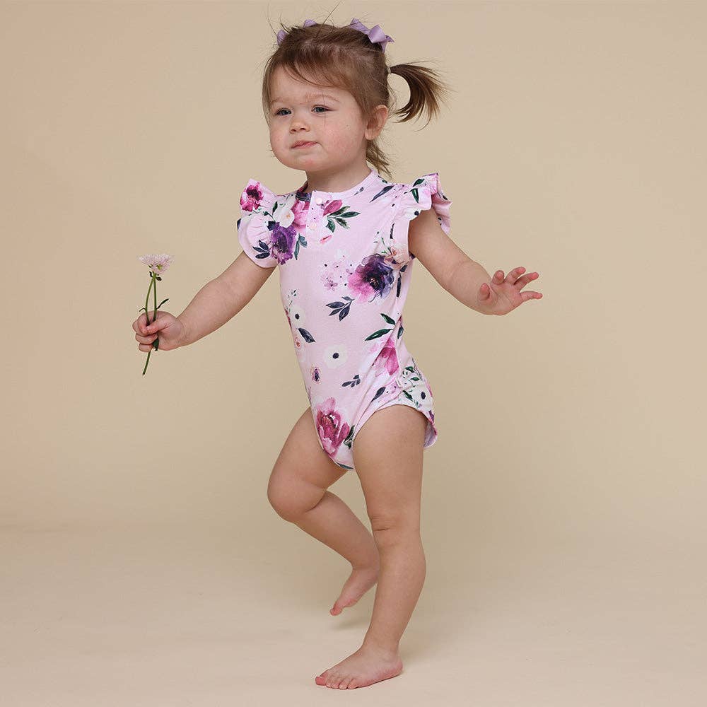 Snuggle Hunny - Floral Kiss Short Sleeve Organic Bodysuit with Frill - Newborn (0000) - Image 5