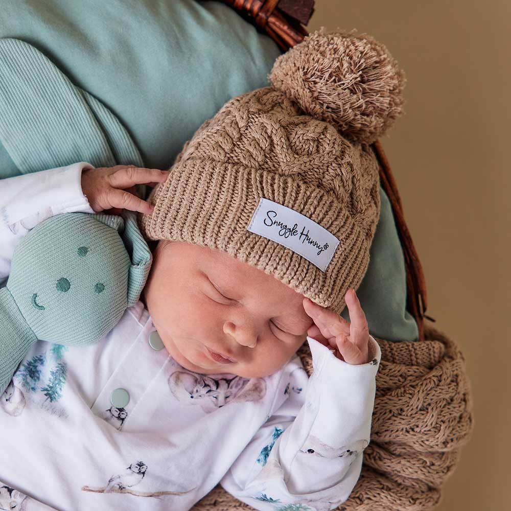 Snuggle Hunny - Hazelnut Organic Baby Knit Beanie - S - Image 2