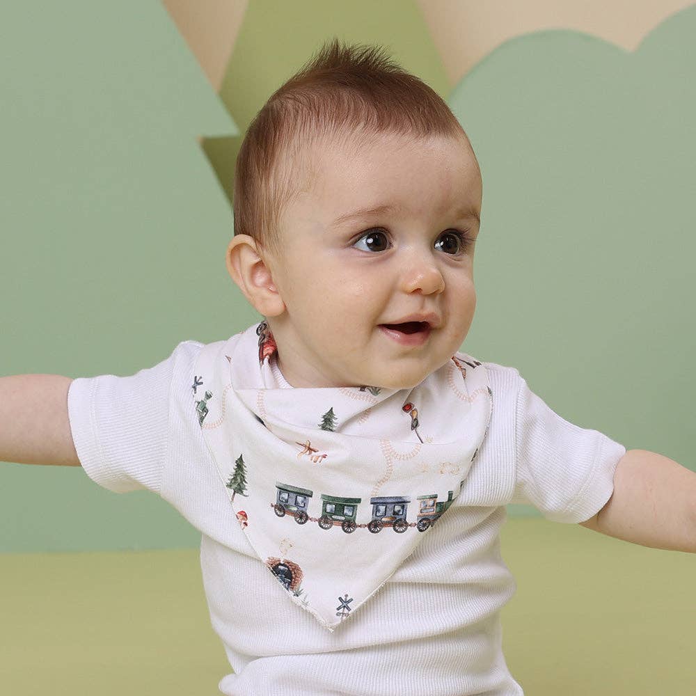Snuggle Hunny - Trains Organic Dribble Bib - Image 3