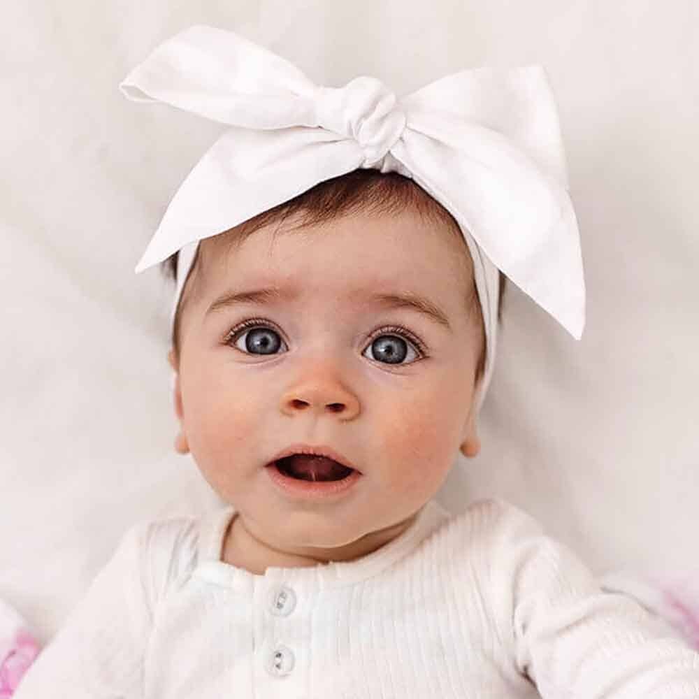 Snuggle Hunny - White Pre-Tied Linen Bow - Baby & Toddler - Image 2