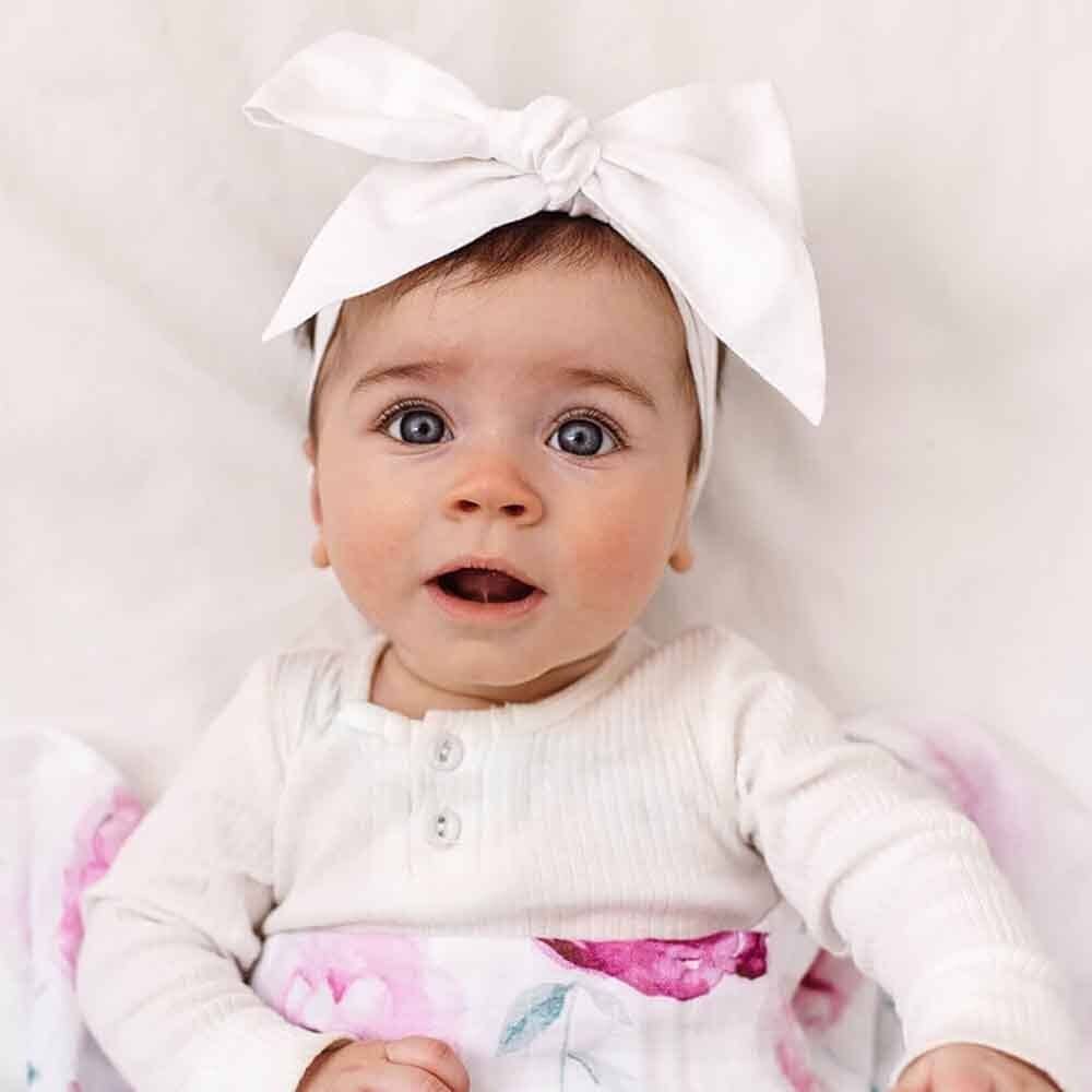 Snuggle Hunny - White Pre-Tied Linen Bow - Baby & Toddler - Image 3